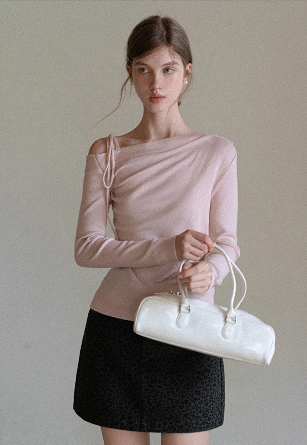 Womens Asymmetric Shoulder Long Sleeve Top