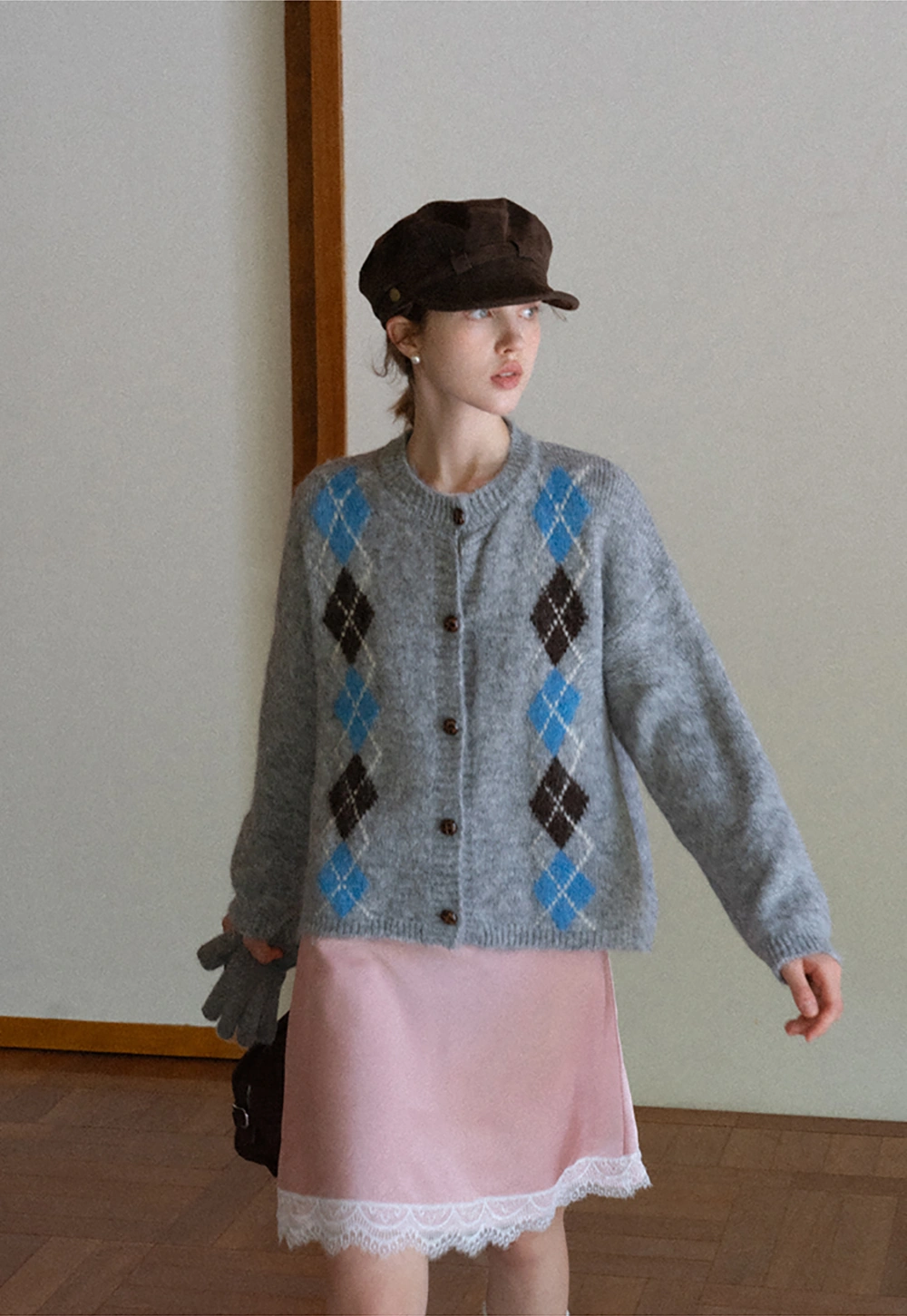 Argyle Knit Cardigan