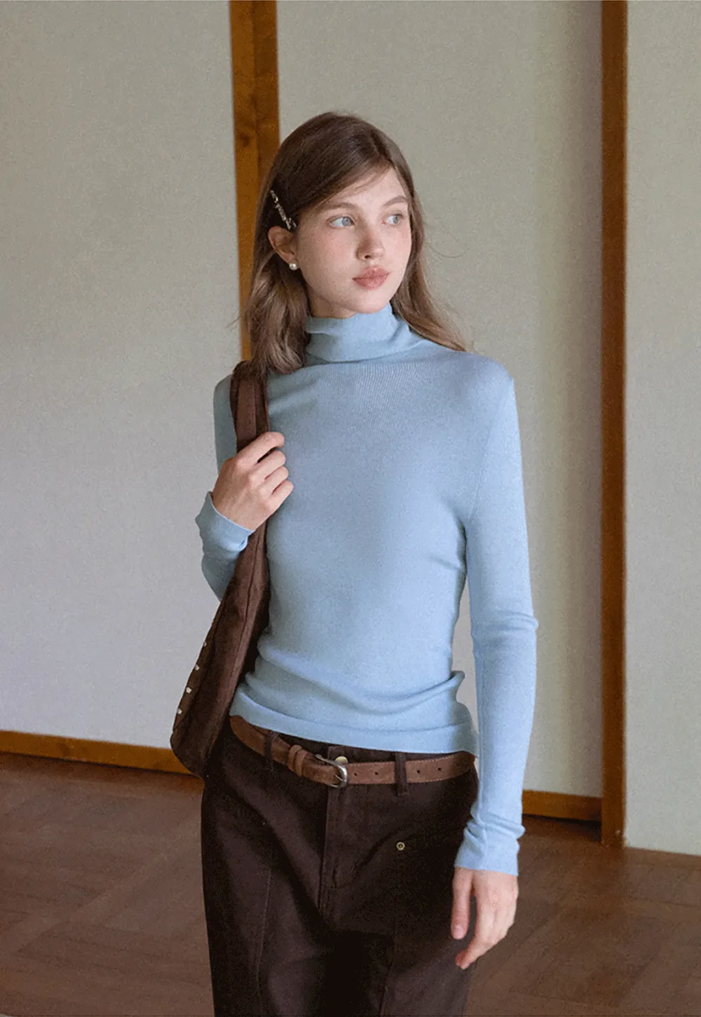 Ribbed Turtleneck Top