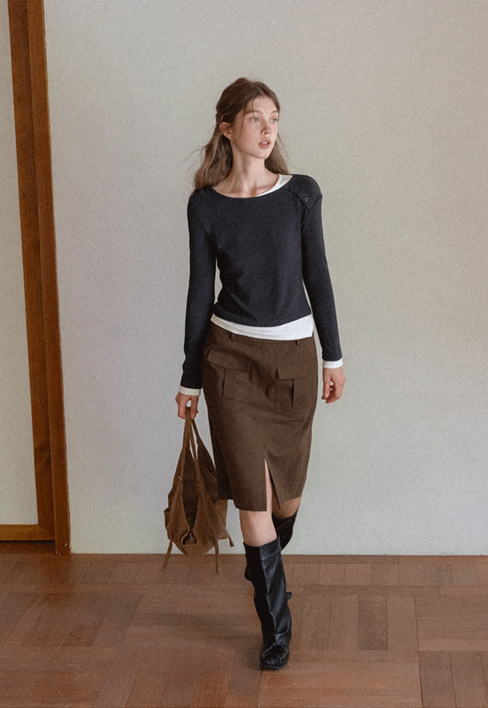 Women Long Sleeve Button Detail Top