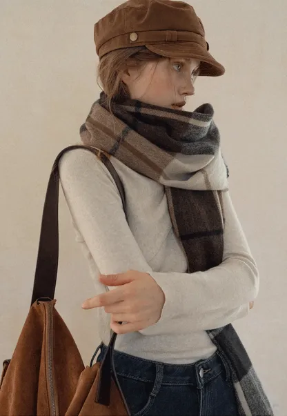 Vintage Plaid Tassel Scarf