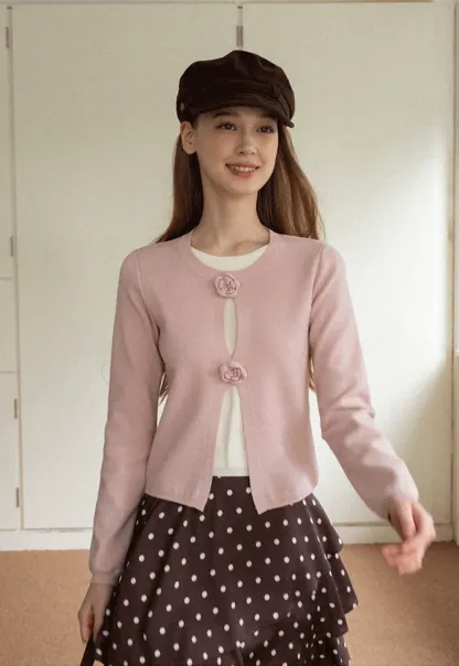 Women Brown Polka Dot Tiered Skirt