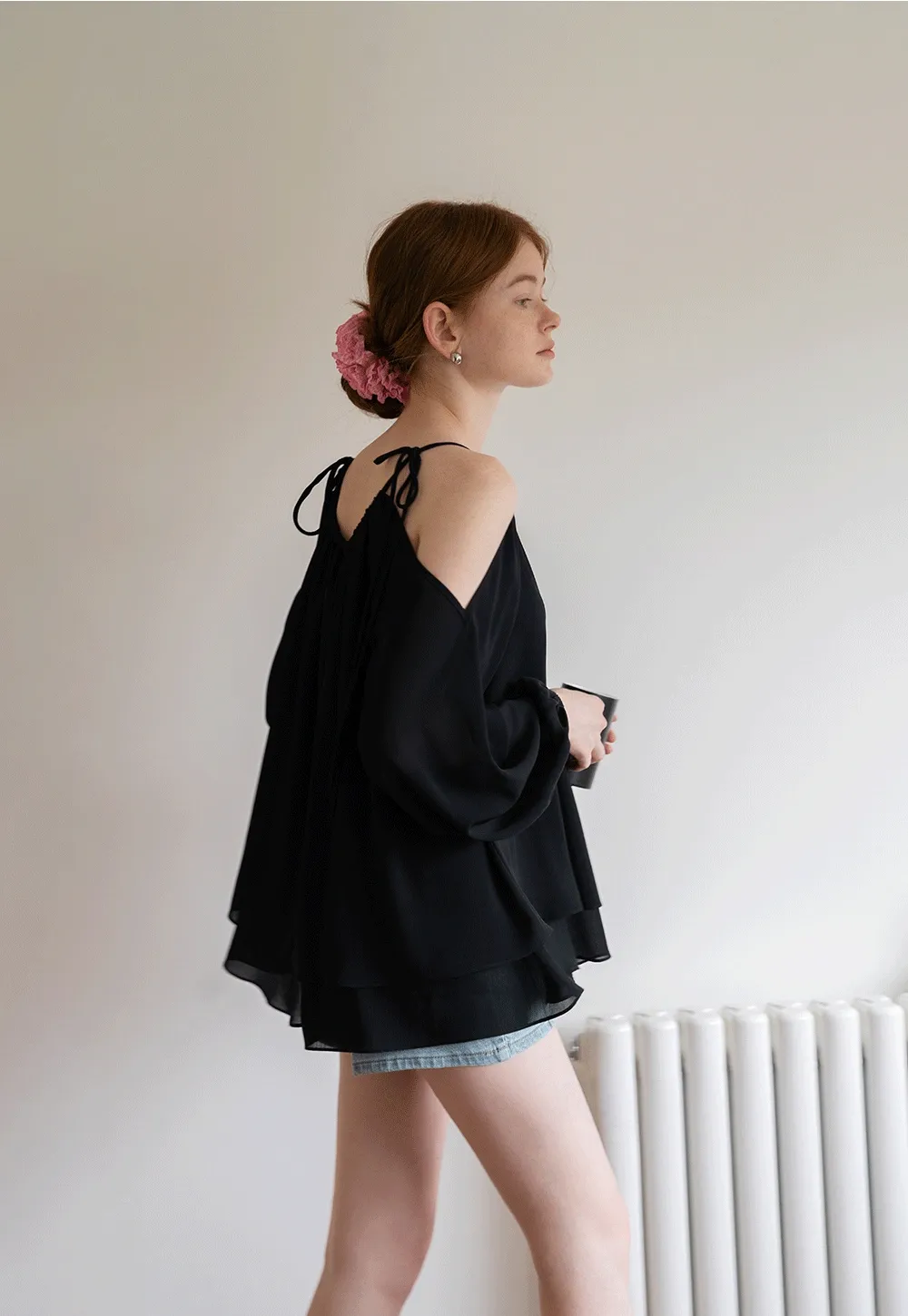 Women’s Off-Shoulder Black Blouse