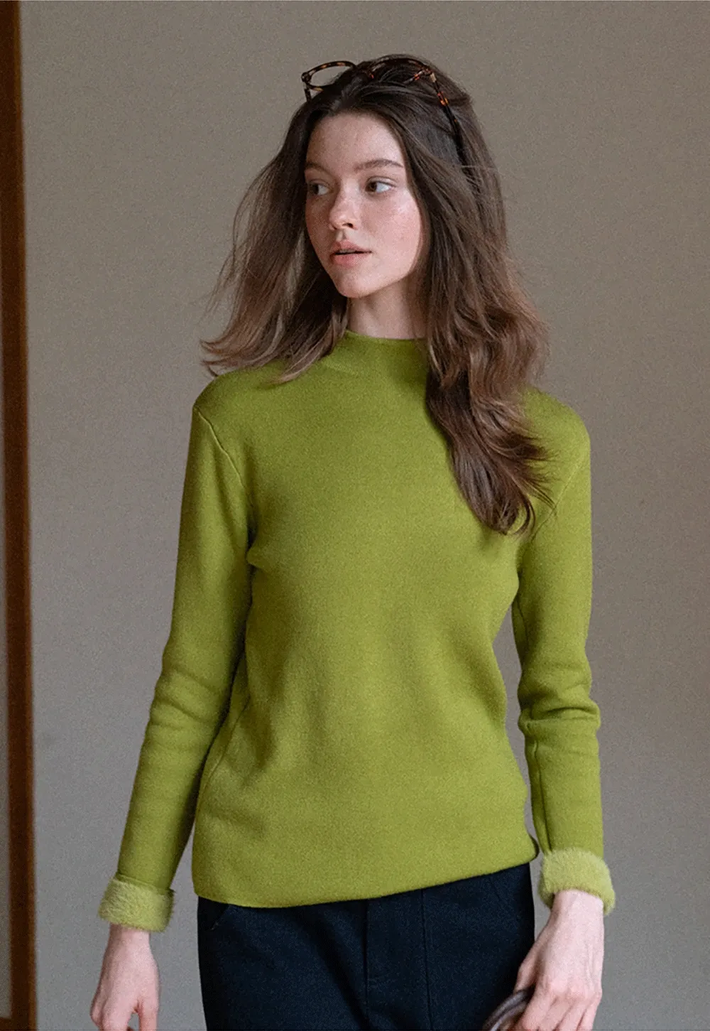 Women Soft Long Sleeve Crew Neck Sweater