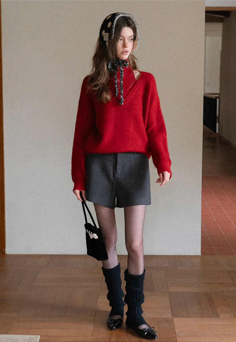 Versatile Warm Polka Dot Tie Neck Ear Muff Scarf