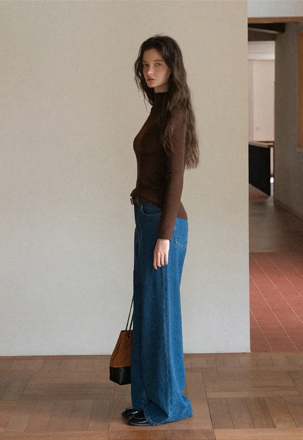 Chic Blue Wide-Legged High-Rise Jeans