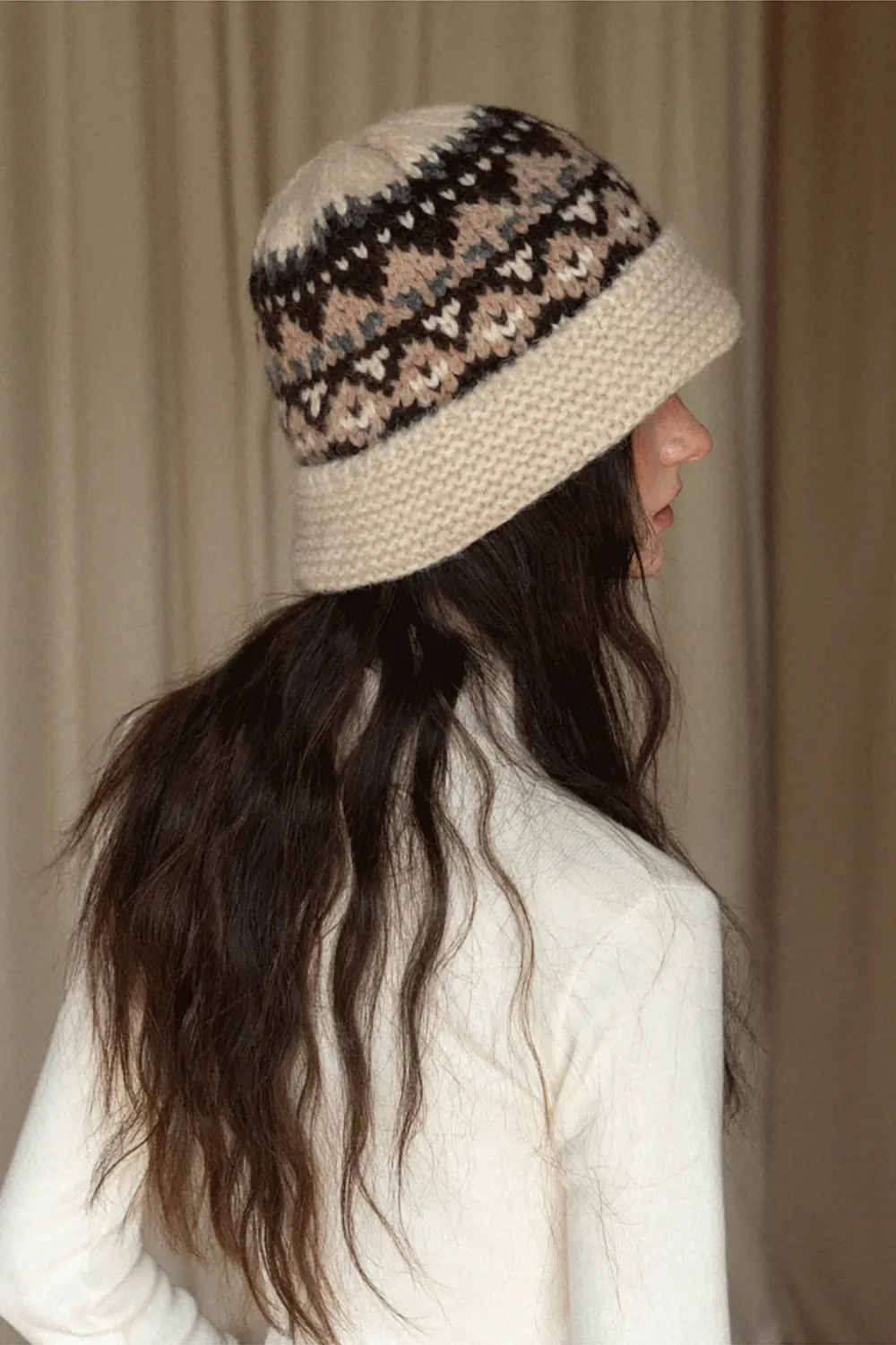 Japanese Vintage Jacquard Wool Blend Beret