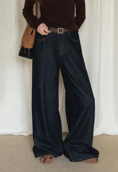 Wide-Leg Dark Wash Jeans