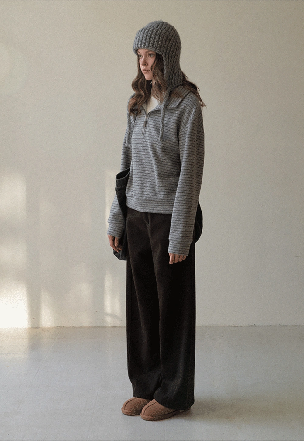 Women Striped Half-Zip Pullover Sweatshirt