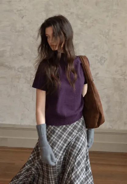 Olive Short Sleeve Mock Neck Knit Top