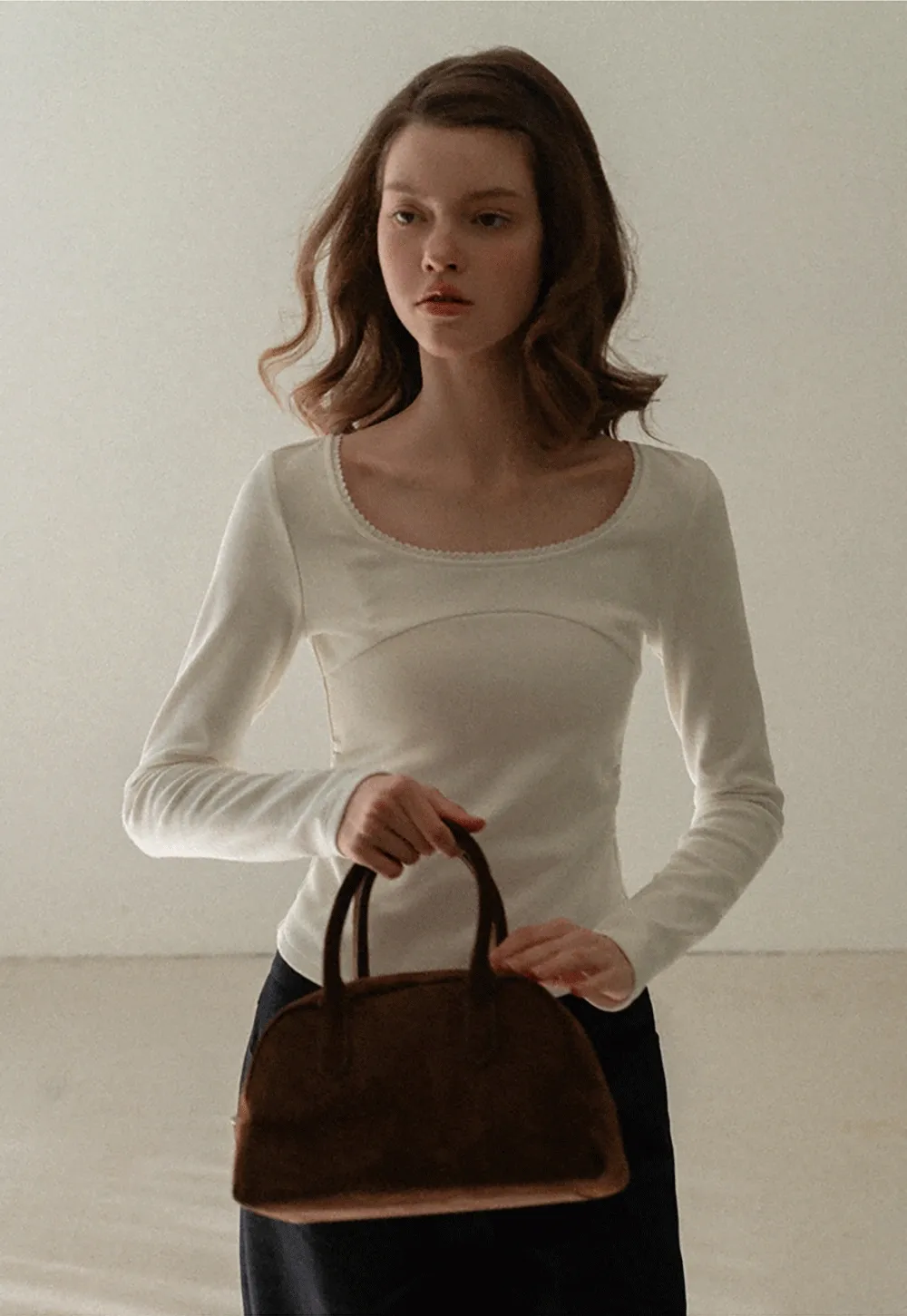 Ruffled Square Neck Long Sleeve Top