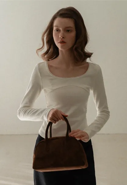 Ruffled Square Neck Long Sleeve Top