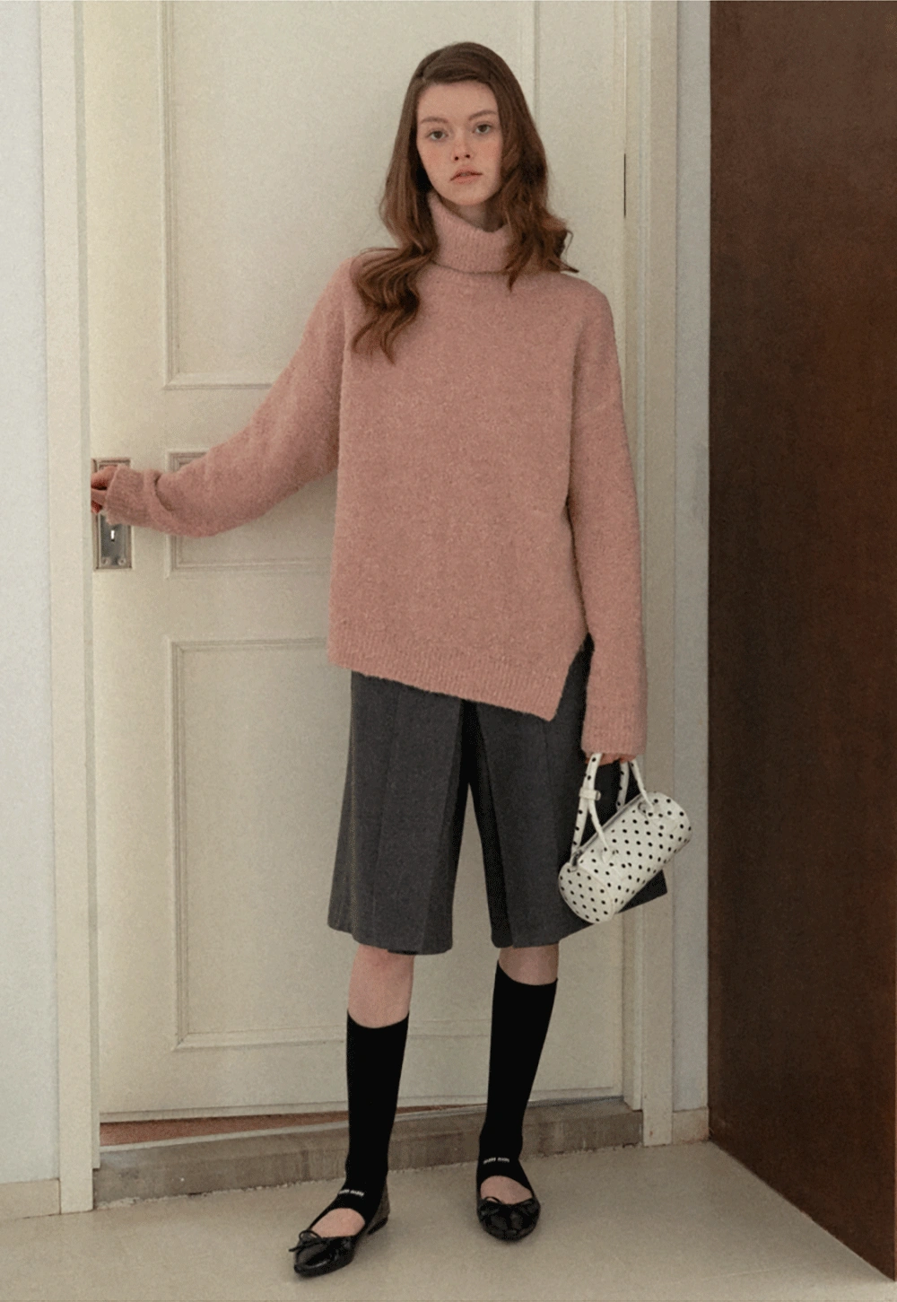 Oversized Turtleneck Knit Sweater