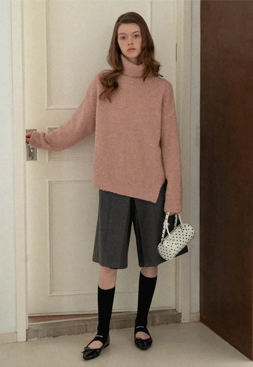 Oversized Turtleneck Knit Sweater