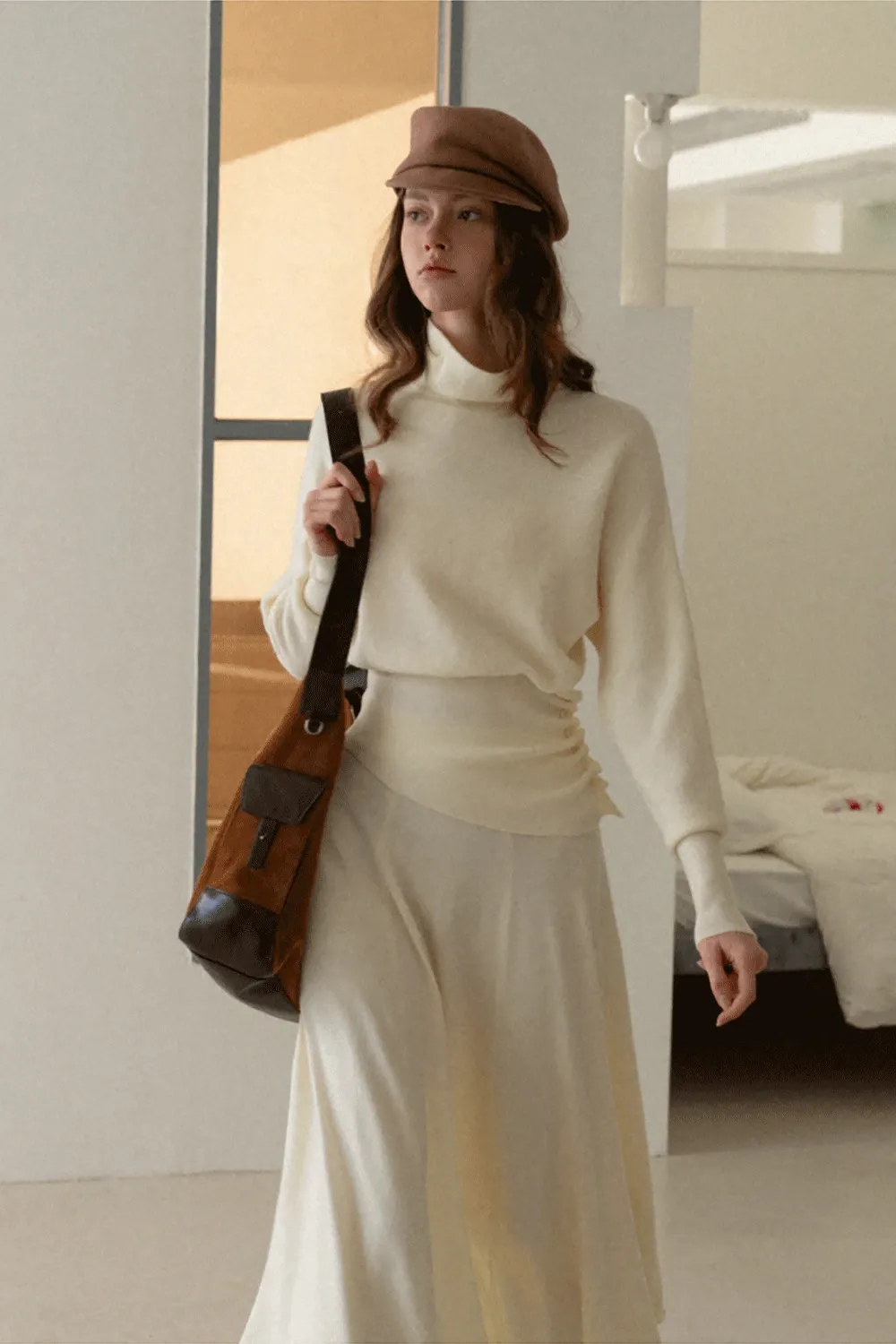 Elegant Knit Top & Flared Skirt Set