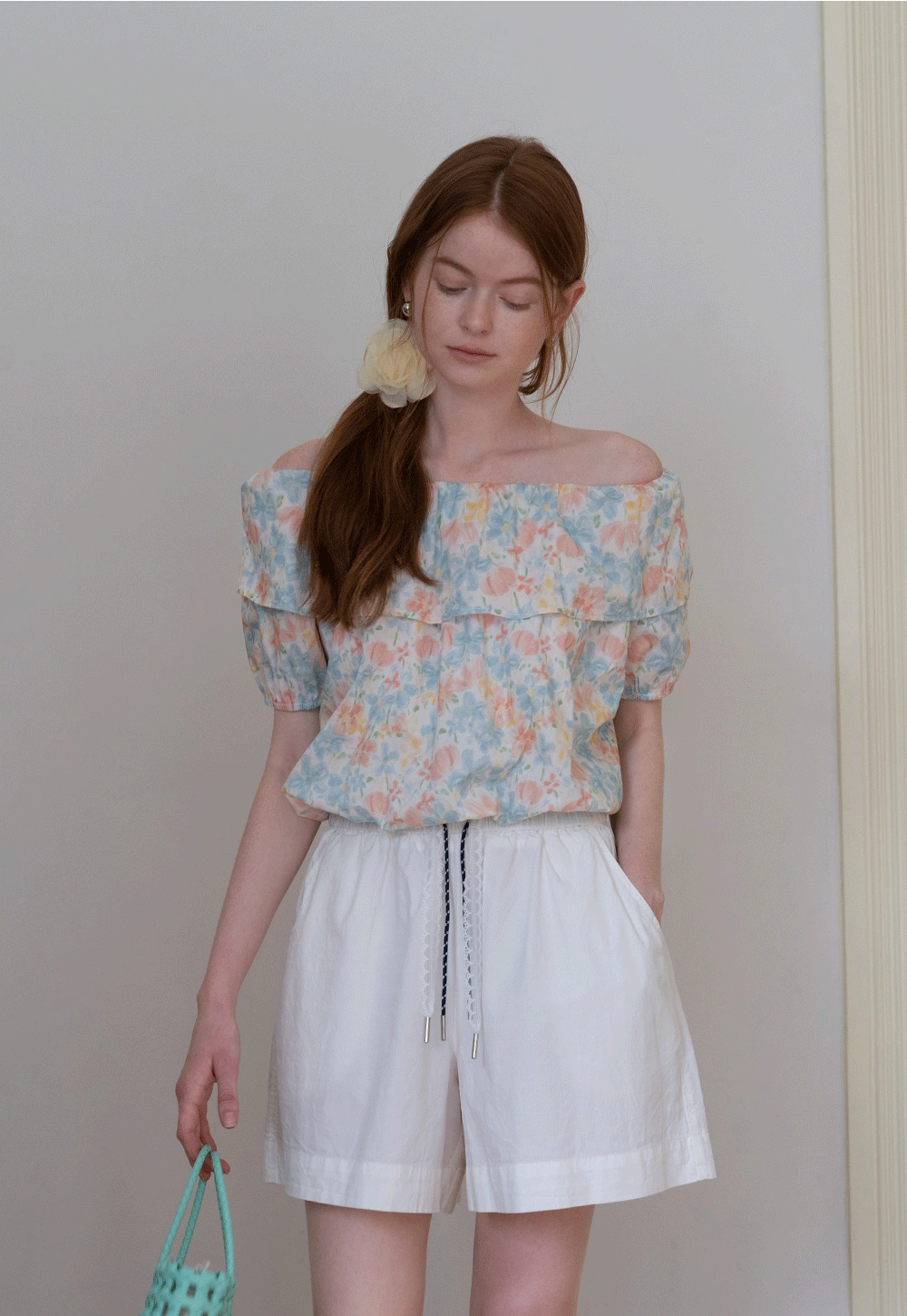 Contrast Drawstring Cotton Shorts