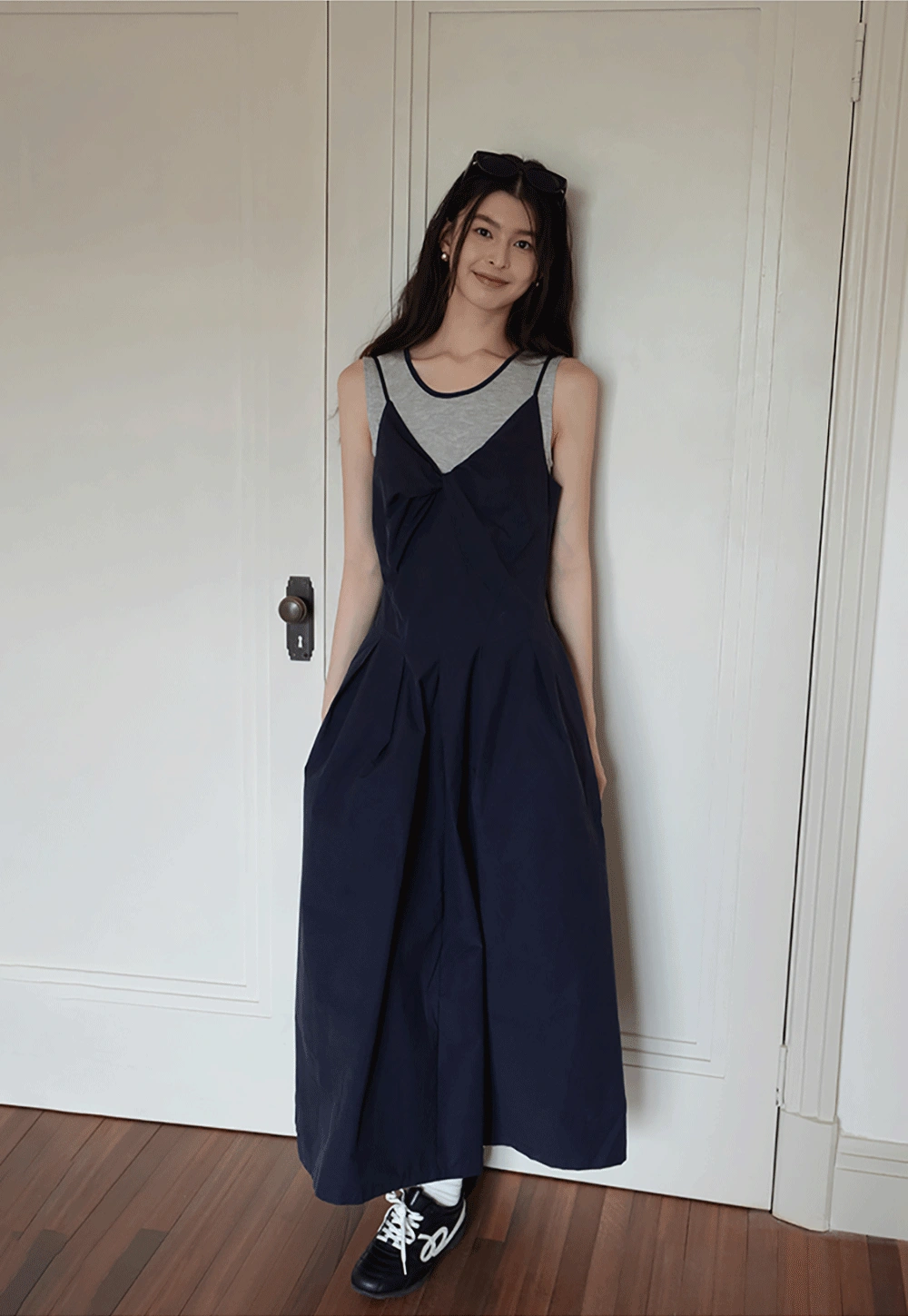 Women’s Sleeveless Bow-Front Maxi Dress