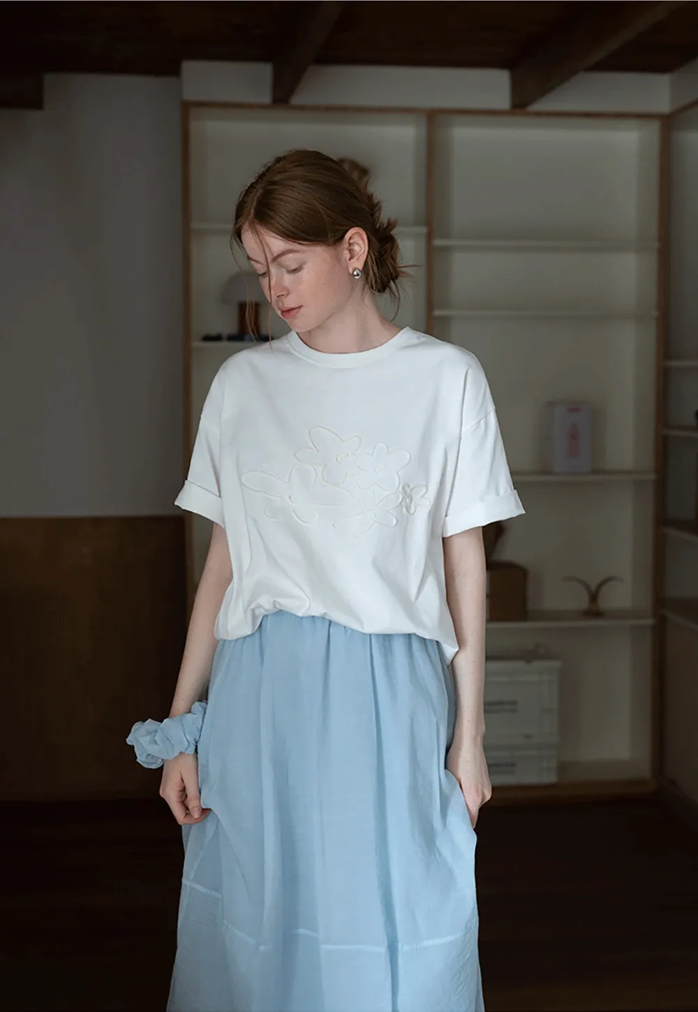 Women’s Elastic-Waist Flowy Midi Skirt