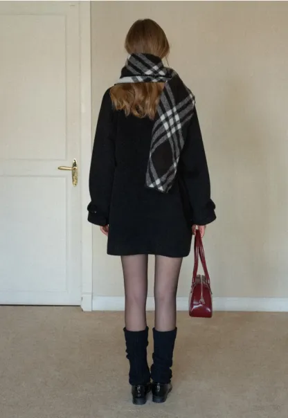 Elegant Double-Breasted Trench Style Wool Coat