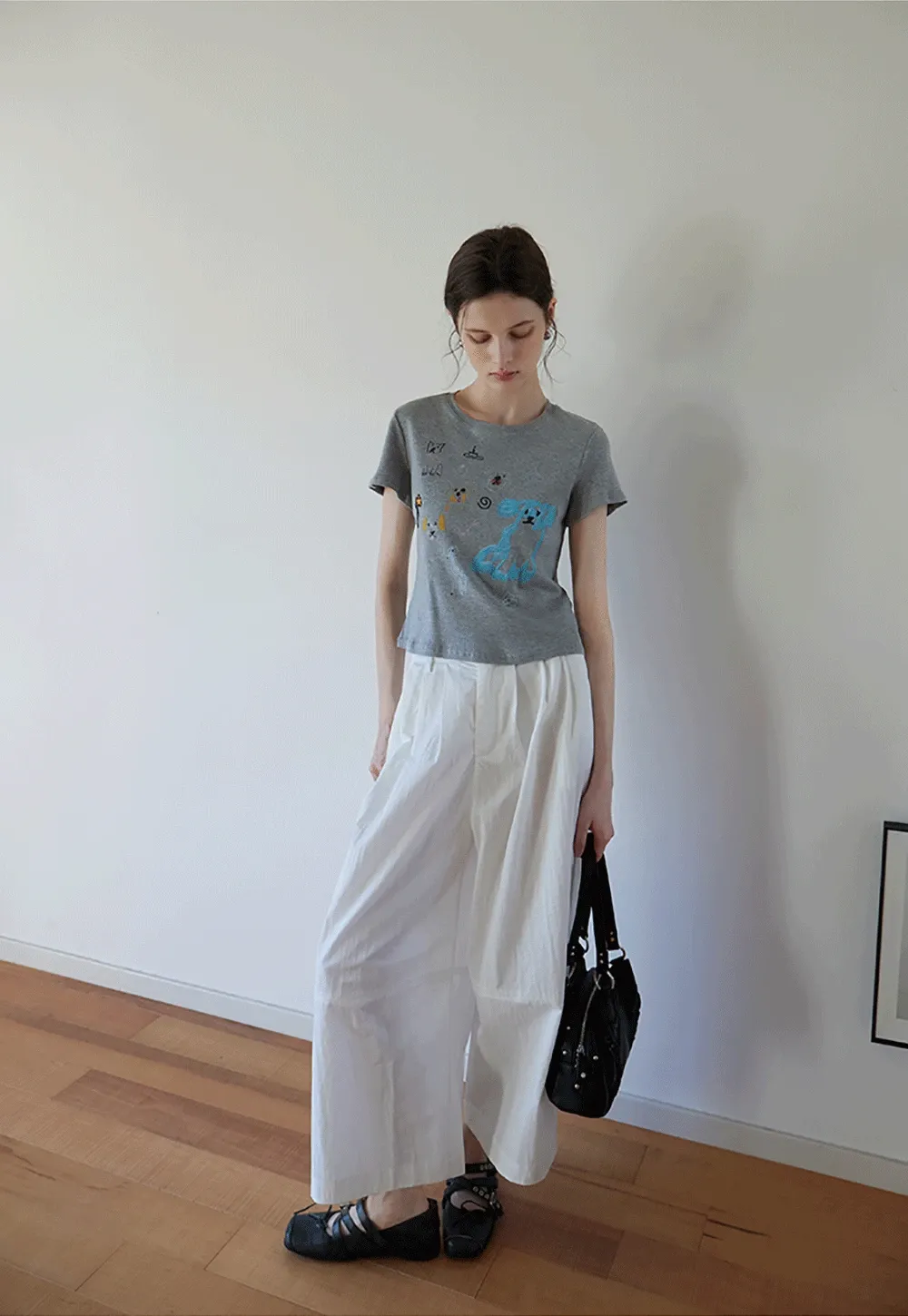 Artistic Dog Graphic Fitted Tee
