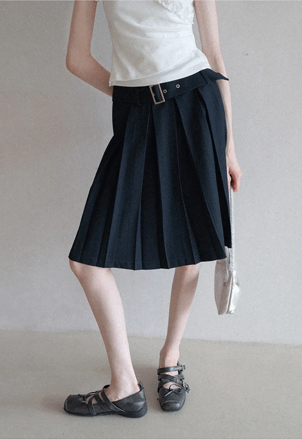 Women's High Waist Pleated Skorts with Belt
