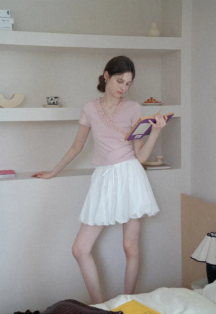 Ruched Trim Wrap Style T-Shirt