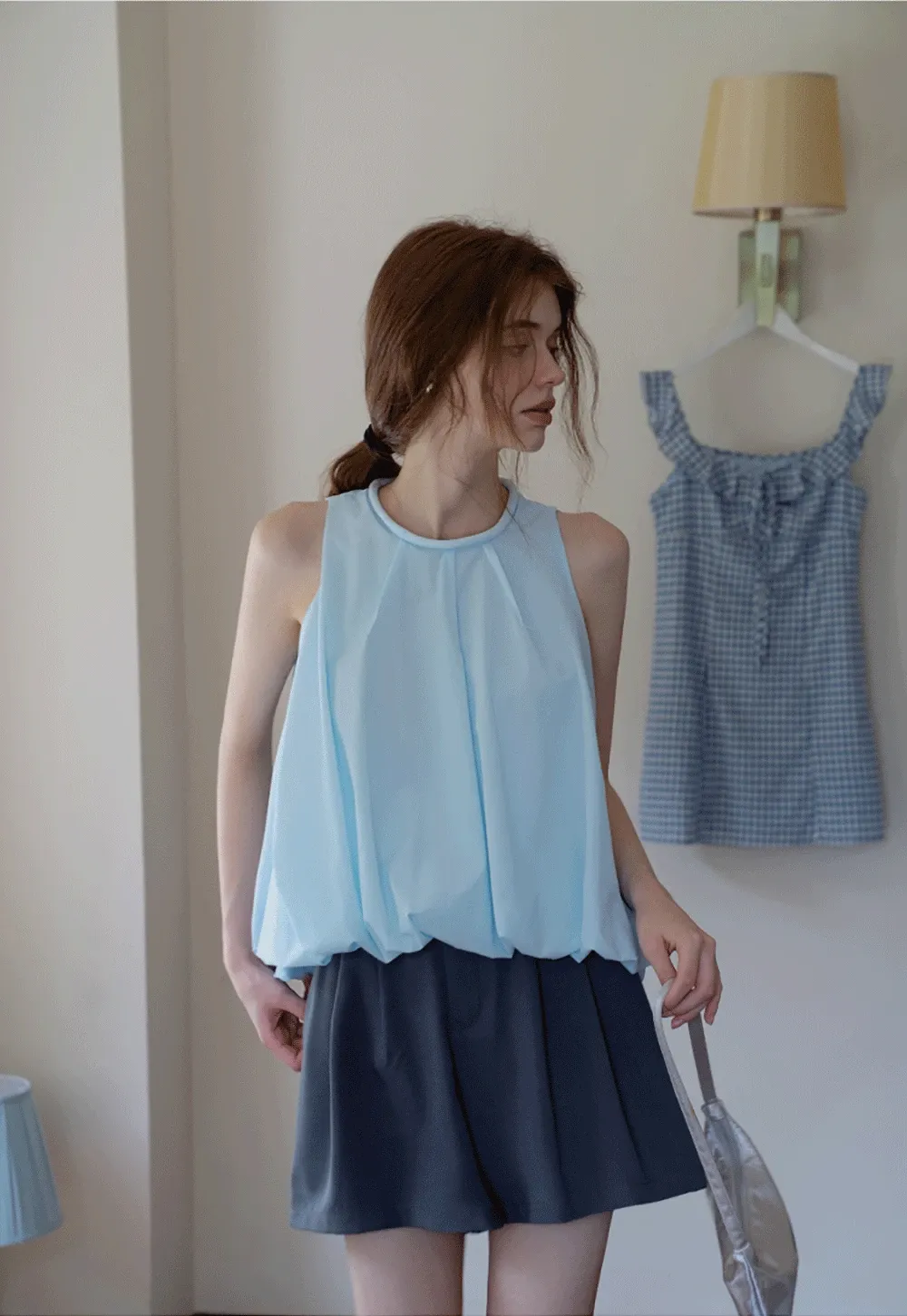 Sleeveless Balloon Hem Top