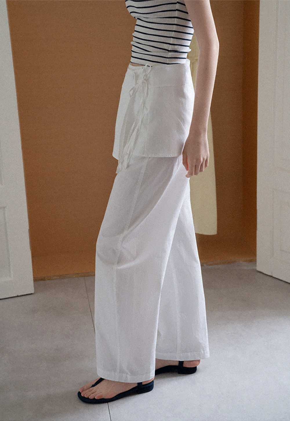 Women's Linen Pants with Detachable Flap