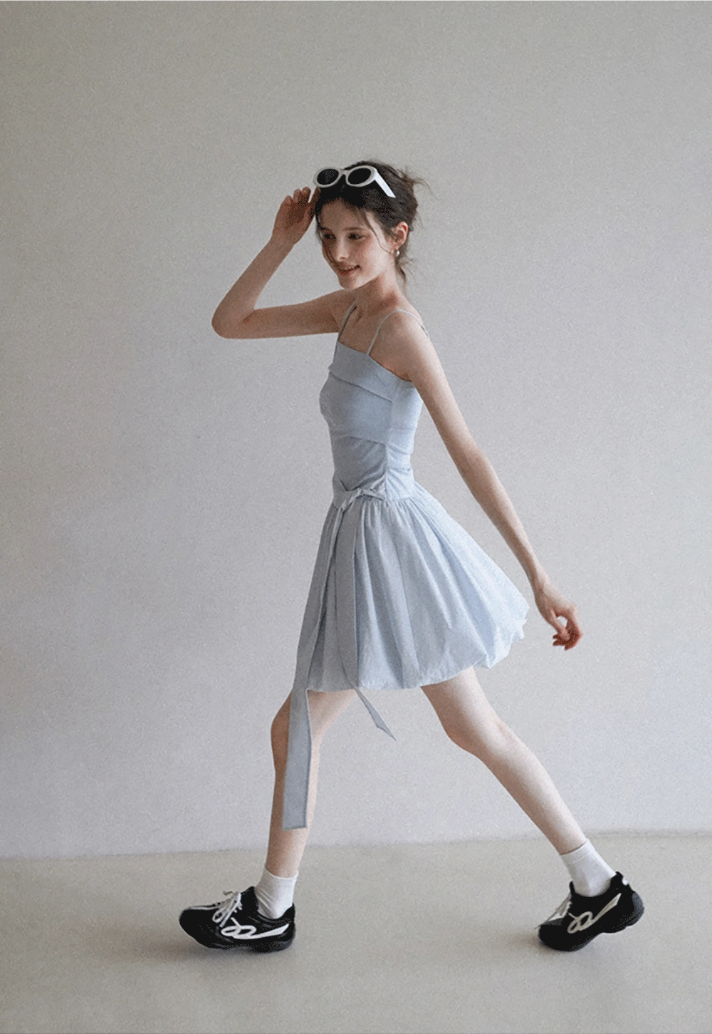 Blue Tie Waist Cami Mini Dress