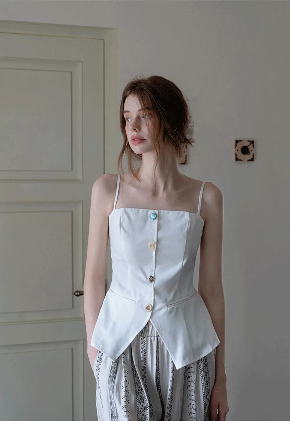 Chic Camisole Vest with Mixed Buttons