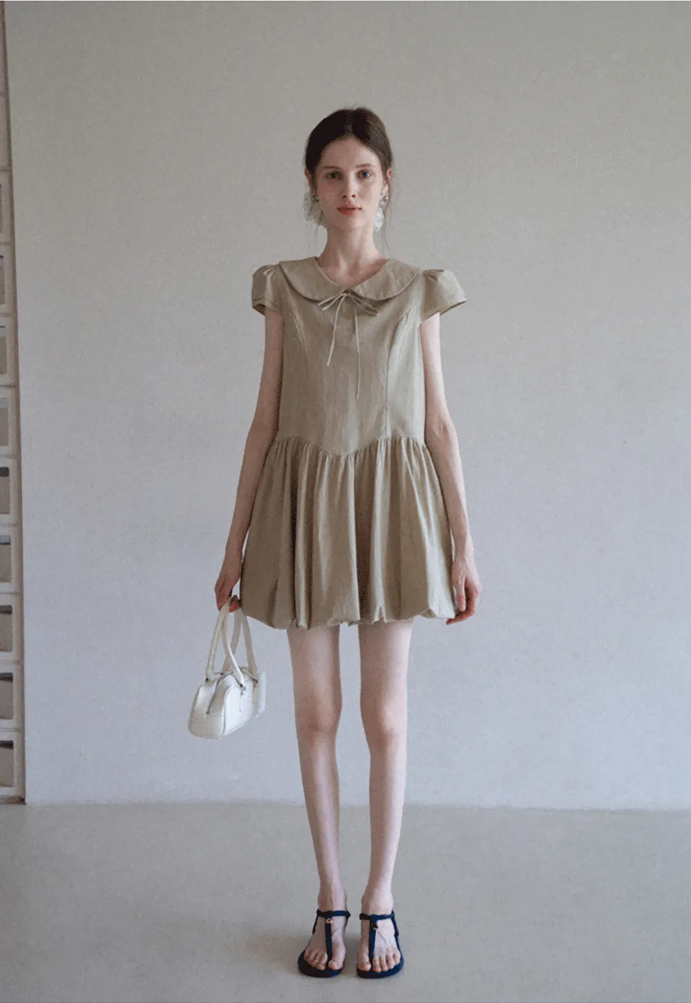 Peter Pan Collar Puff Sleeve Mini Dress
