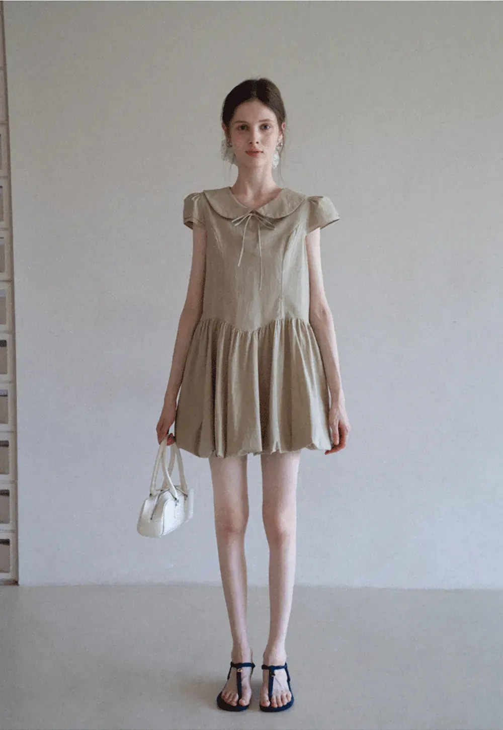 Peter Pan Collar Puff Sleeve Mini Dress