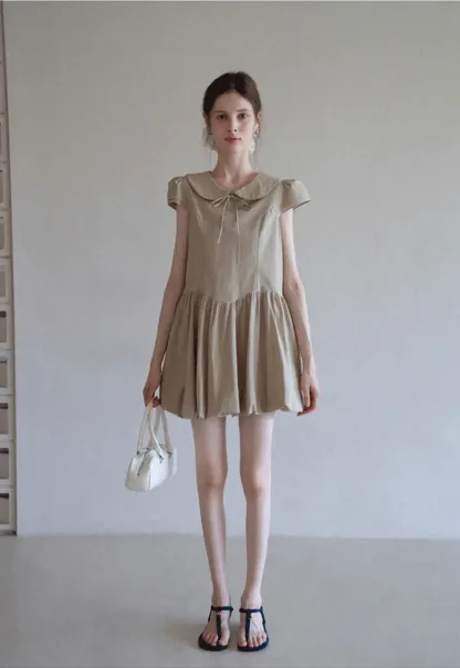 Peter Pan Collar Puff Sleeve Mini Dress