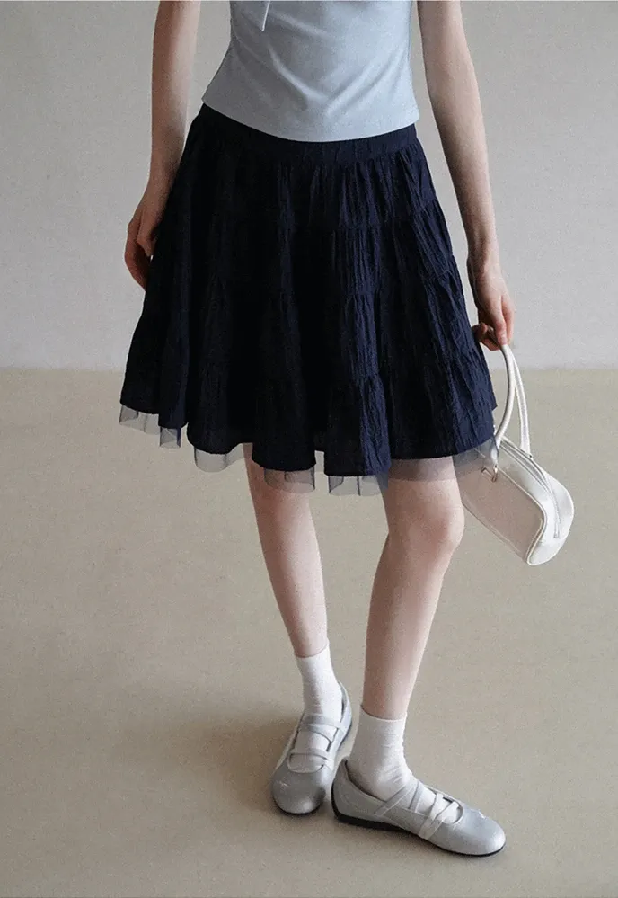 Women’s Tiered Crinkle Mini Skirt
