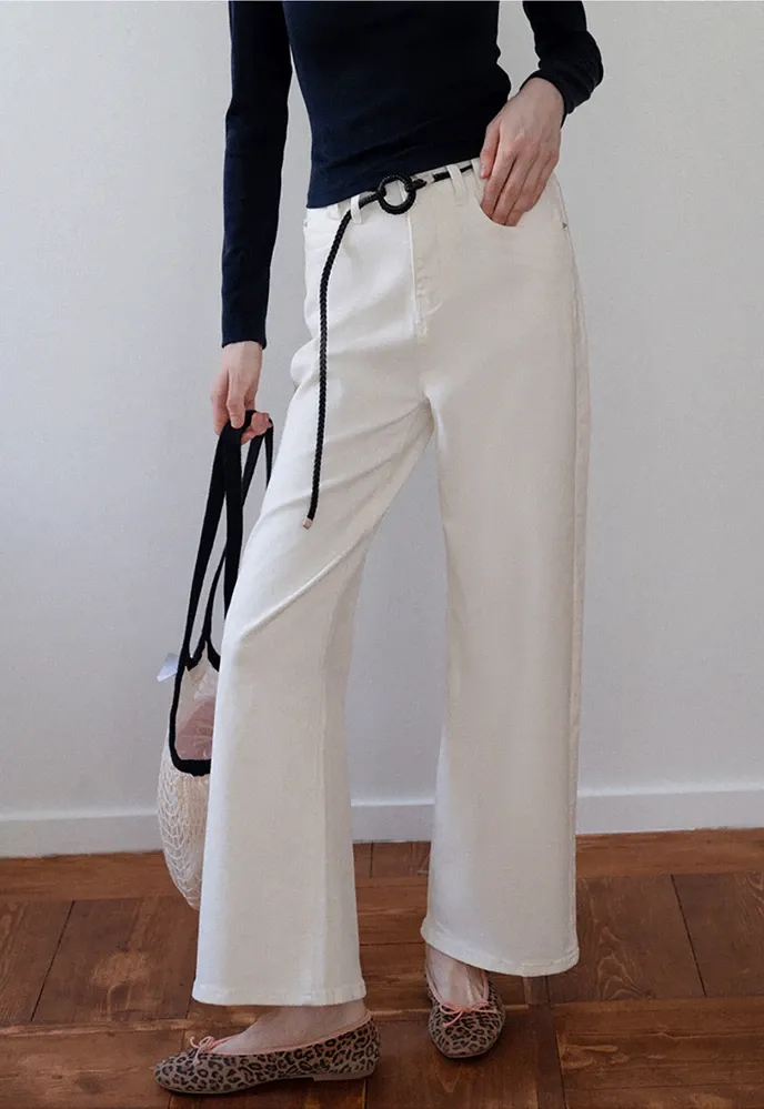 Wide Leg Jeans with Scarf Belt
