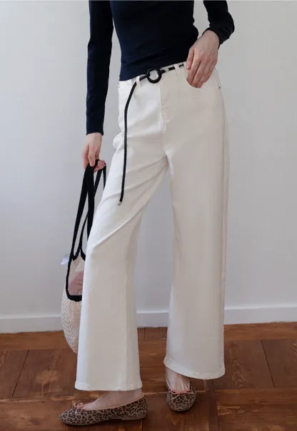 Wide Leg Jeans with Scarf Belt