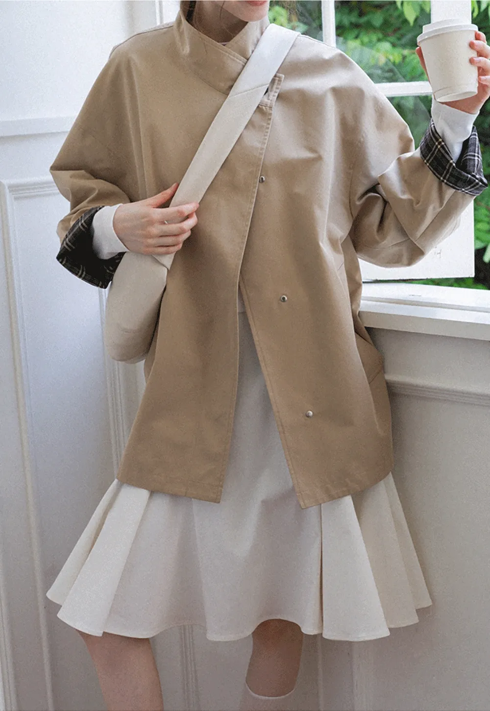 Women's Stand Collar Short Trench Coat