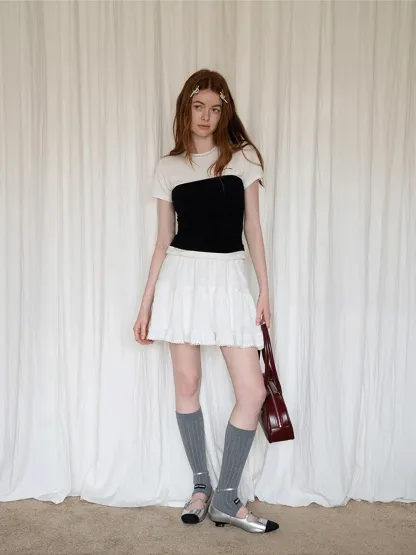 Lace-Trim White Tiered Skirt