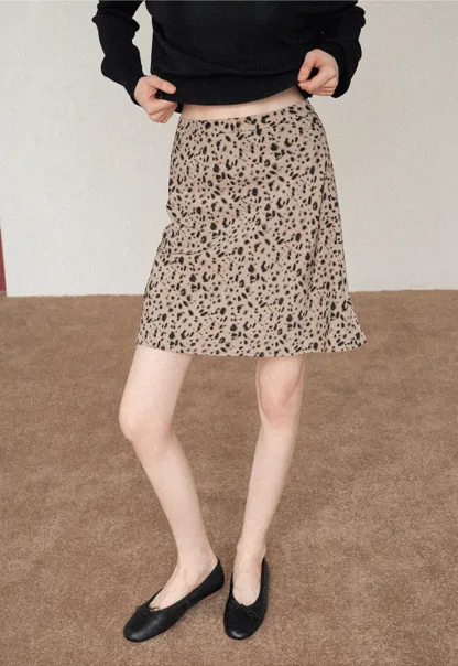 Women's Leopard-Print A-Line Mini Skirt
