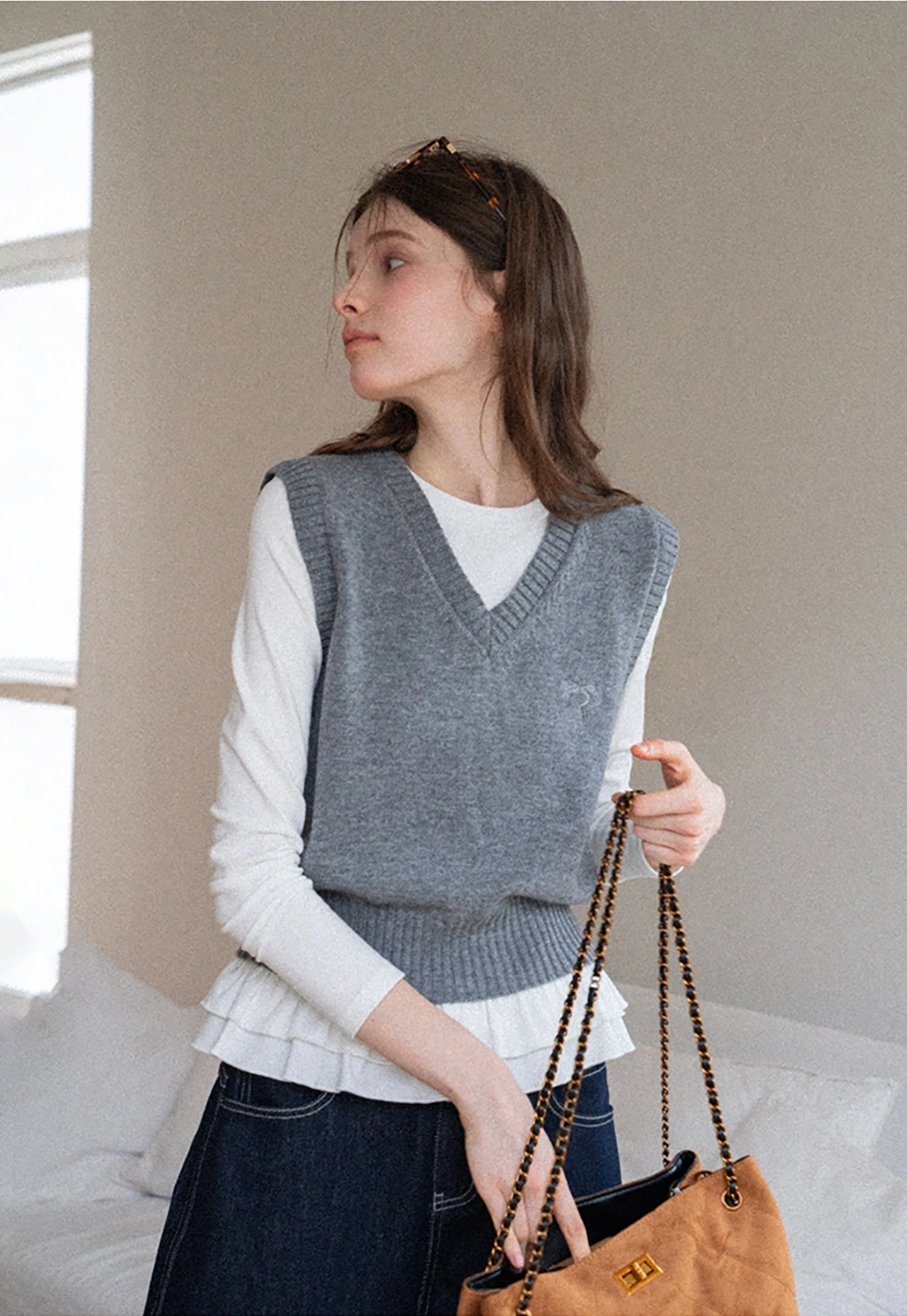 V-Neck Knit Sweater Vest