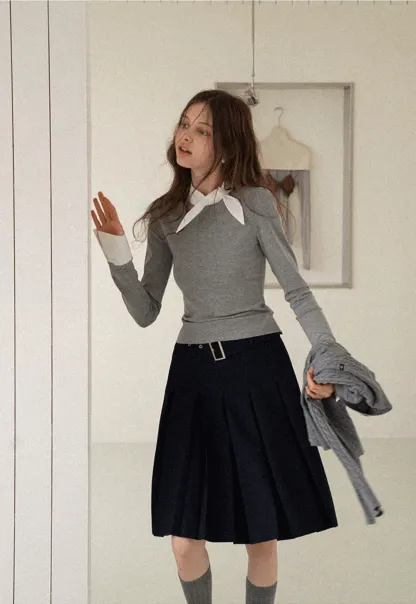 Women's Colorblock Scarf Neck Long Sleeve Top