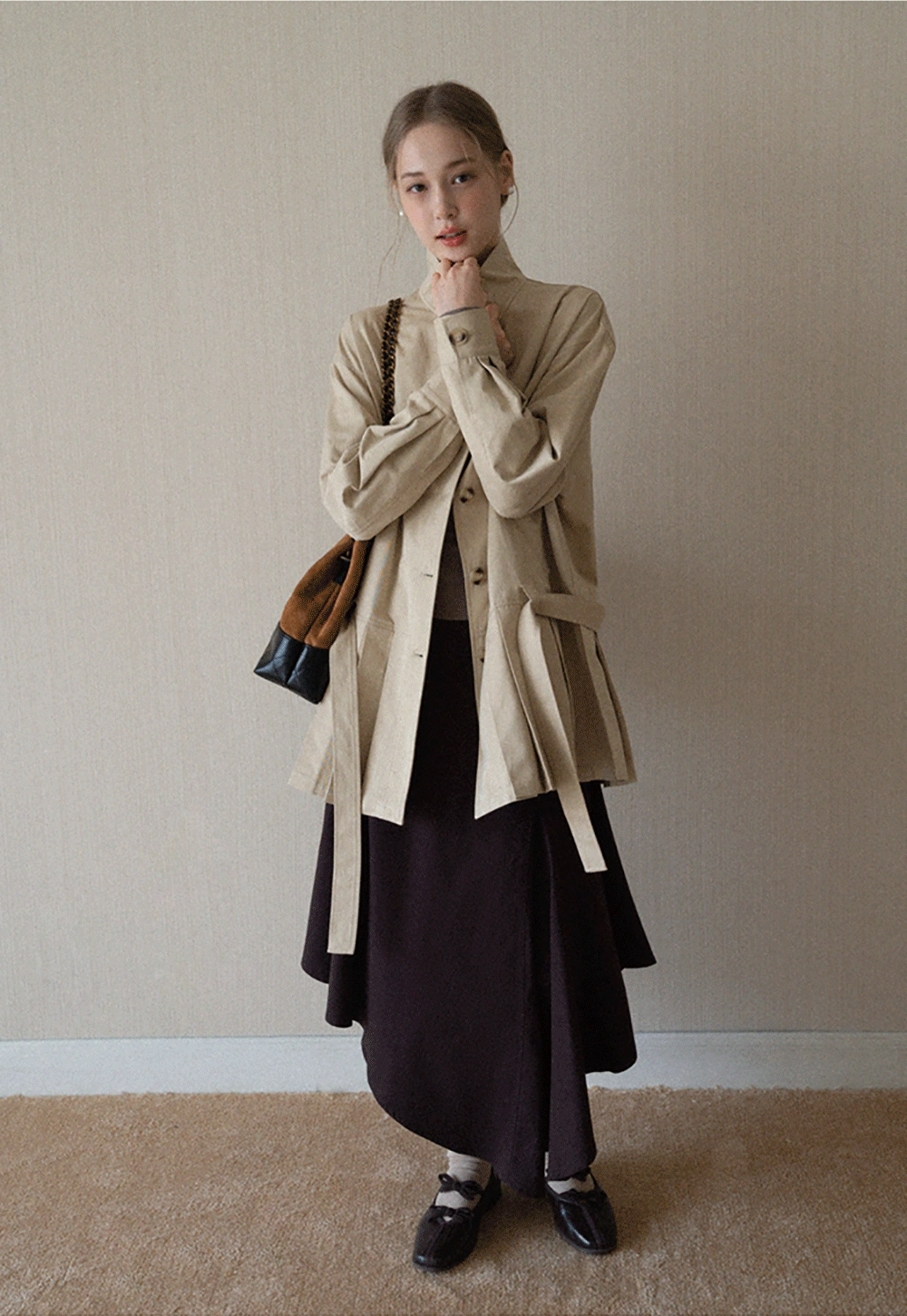 Womens High Waist Asymmetrical Midi Skirt