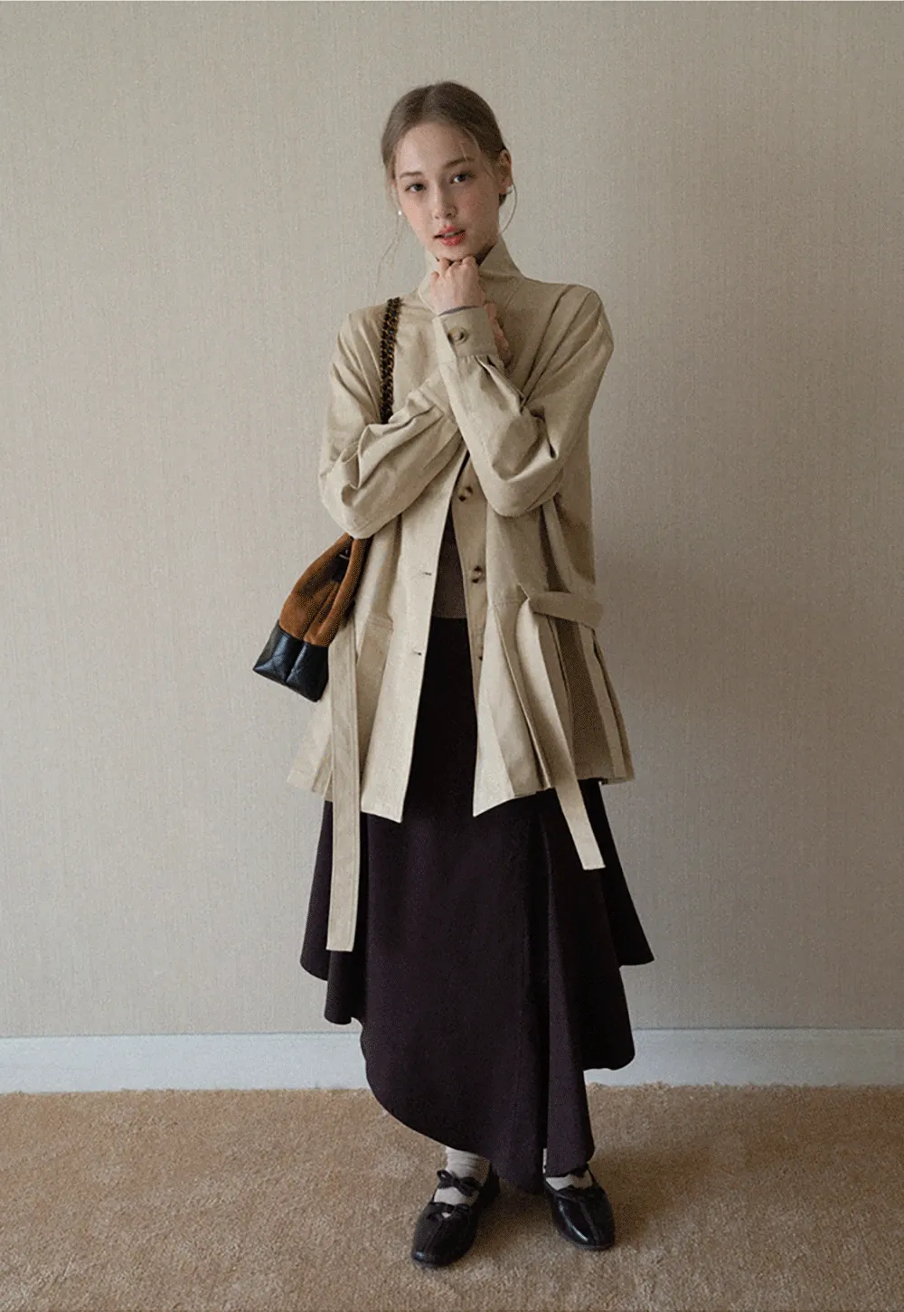 Womens High Waist Asymmetrical Midi Skirt