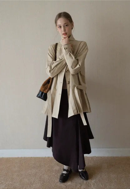 Womens High Waist Asymmetrical Midi Skirt