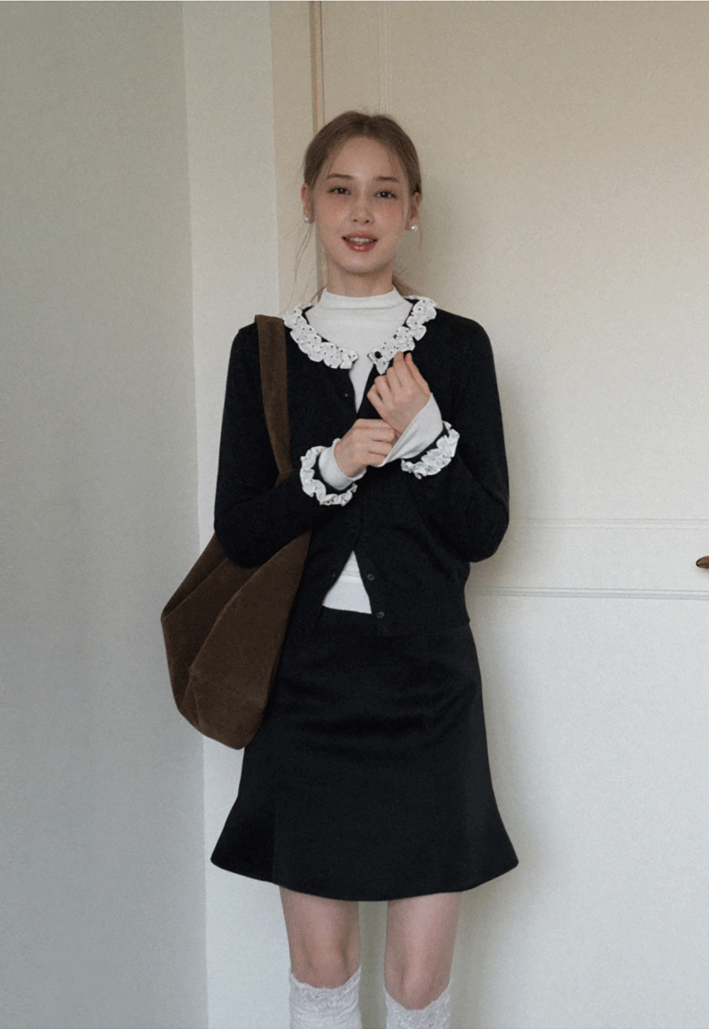 Womens Black High Waist A-Line Mini Skirt