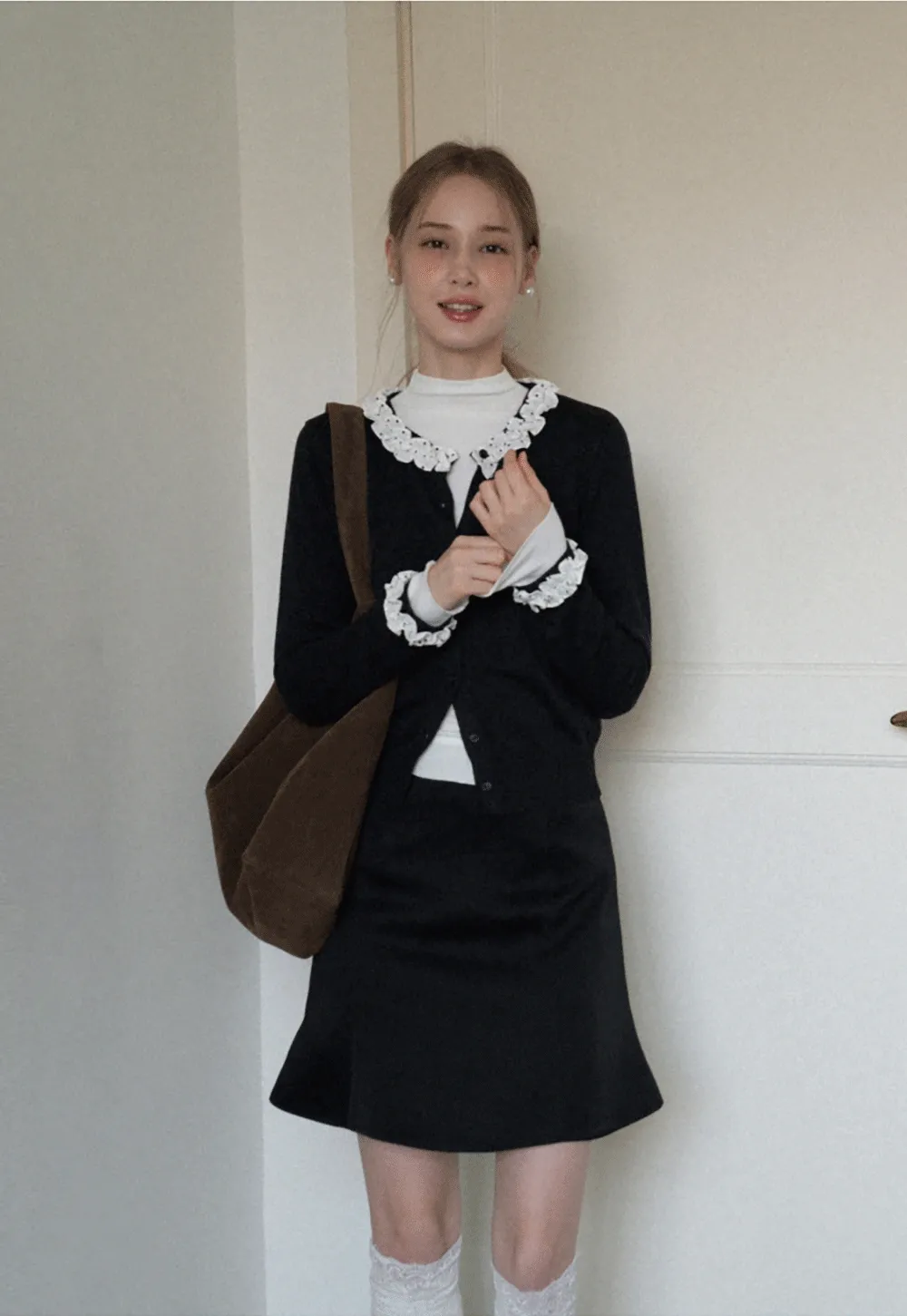 Womens Black High Waist A-Line Mini Skirt