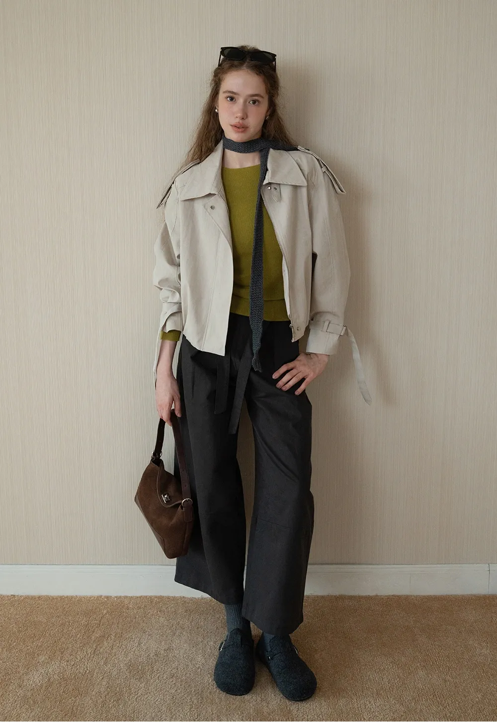 Womens Long Sleeve Knit Shirt with Tie Detail