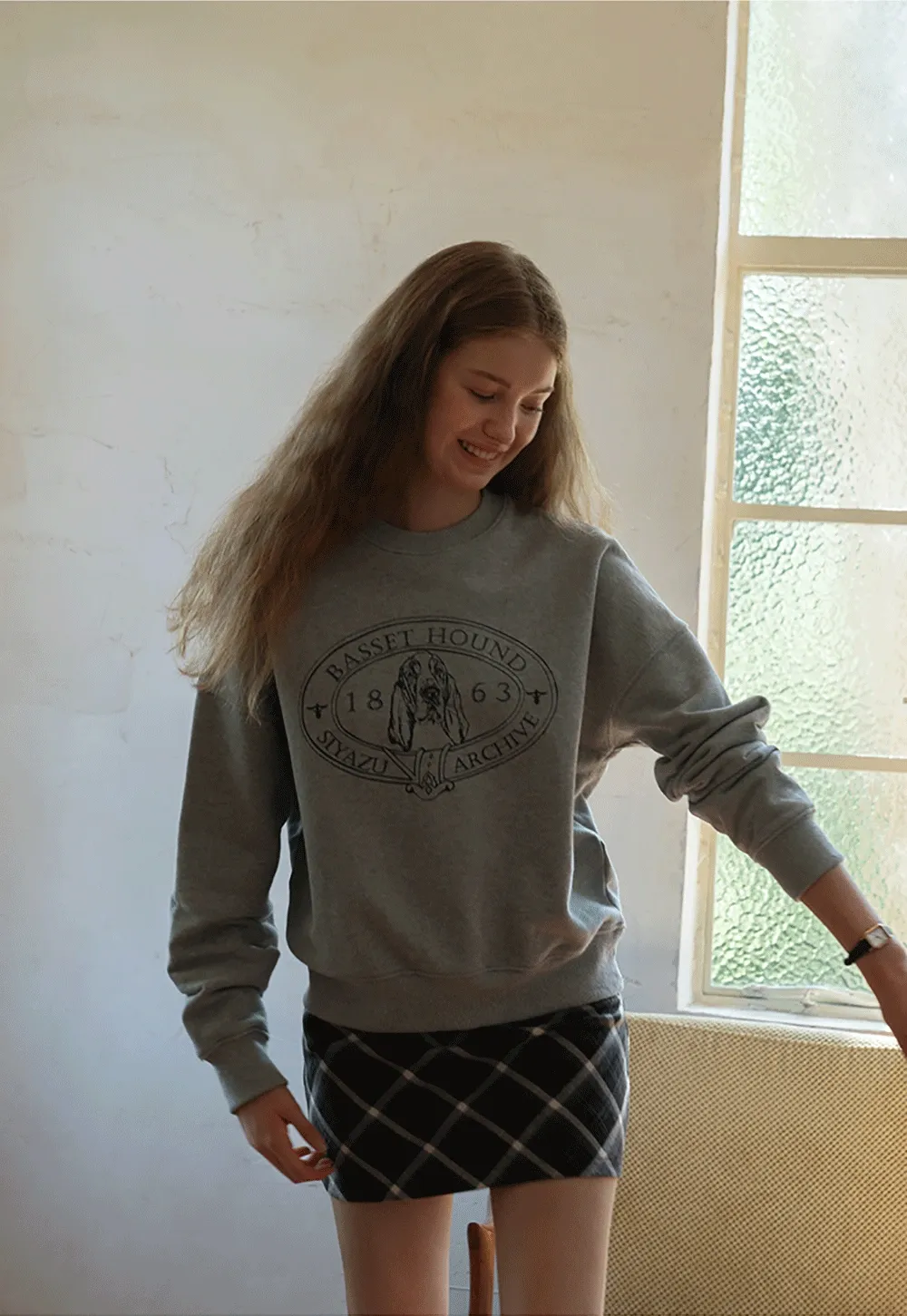 Dog Graphic Print Oversized Crew Neck Sweatshirt