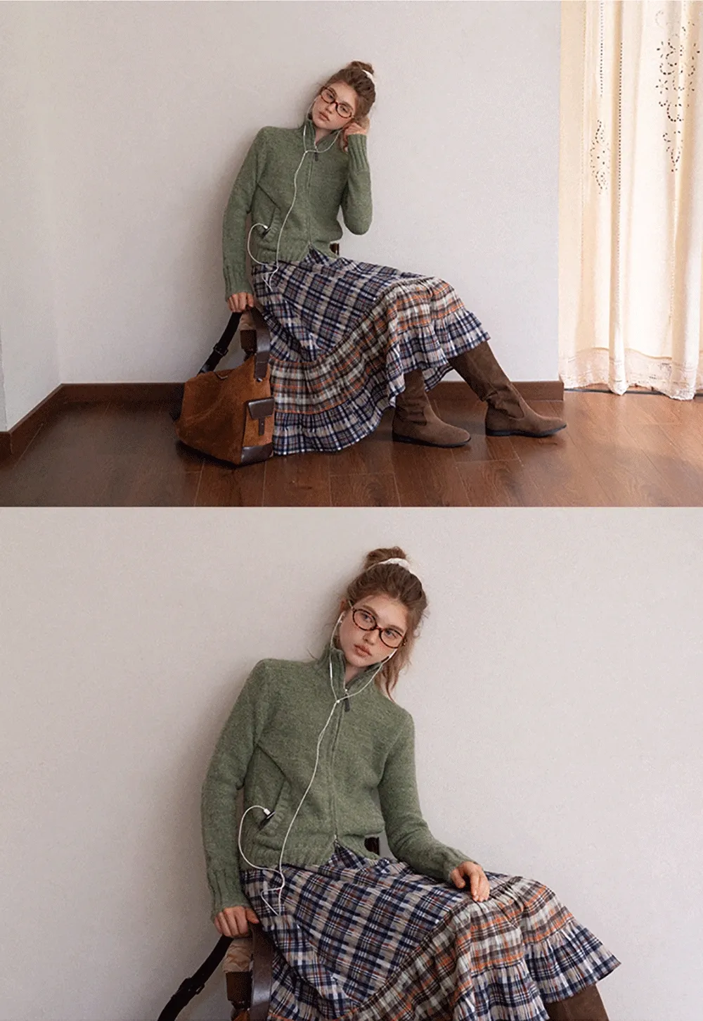 Women’s High Neck Zip Up Knit Cardigan