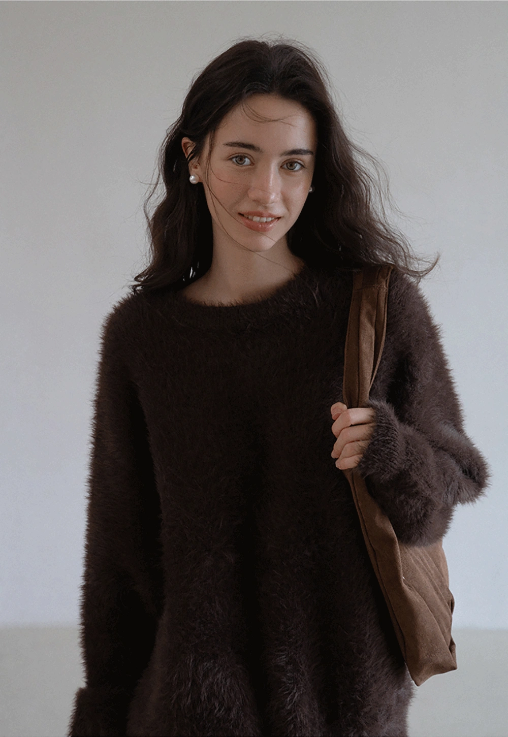 Womens Fluffy Long Sleeve Sweater